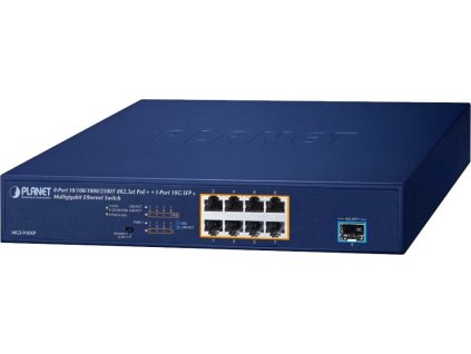 Planet PoE switch 8x1Gb/2.5Gb + 1xSFP+ 10Gb, VLAN, PoE 802.3at 120W