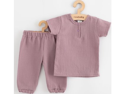 Kojenecká mušelínová souprava tričko a kalhoty New Baby lavender 86 (12-18m)