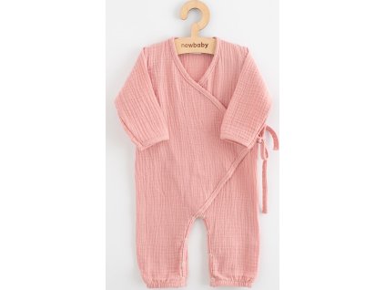 Kojenecký mušelínový overal New Baby pink 80 (9-12m)