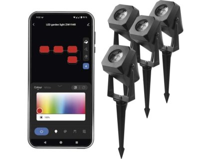 GoSmart venkovní LED bodové světlo, startovací sada, 4 díly, 7 W, RGBIC stmívatelné, WiFi