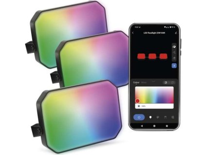 GoSmart venkovní LED reflektor, startovací sada, 3 díly, 14 W, RGBIC stmívatelné, WiFi