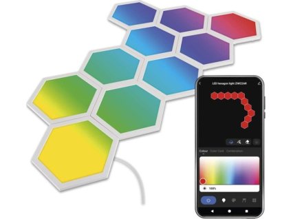 GoSmart LED svítidlo Hexagon, startovací sada, 10 dílů, 19 W, RGBIC stmívatelné, WiFi