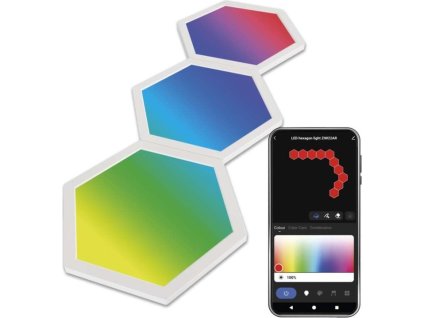 GoSmart LED svítidlo Hexagon, rozšiřující sada, 3 díly, 1,8 W, RGBIC stmívatelné, WiFi