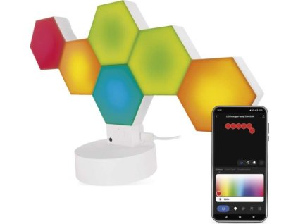 GoSmart LED stolní lampa Hexagon bílá, 6 dílů, RGBIC stmívatelná, WiFi