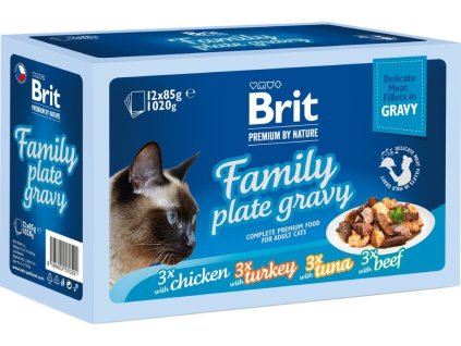 Brit Premium Cat Delicate Fillets in Gravy Family Plate 1020 g (12x85 g)