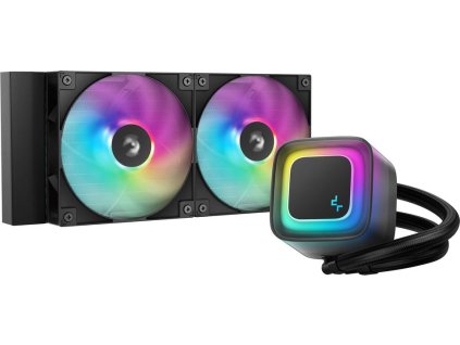 DEEPCOOL vodní chladič LE240 V2 / 2x120 PWM ARGB fan / displej / černý