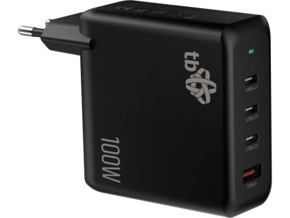 TB 3x USB-C + 1x USB-A nabíječka, GaN, 100W, černá