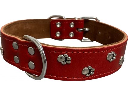 HUHUBAMBOO obojek BONNY kožený 45cm, červený