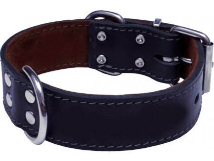 HUHUBAMBOO obojek mastná kůže 4x65cm, černý