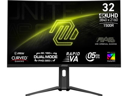 MSI MAG/321CUPDF/31,5"/VA/4K UHD/160Hz/0,5ms/Černá/3R