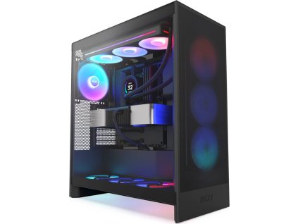 NZXT skříň H7 Flow RGB edition / ATX / 1x360mm RGB core fan/ USB-C / 2x USB / proskl. bočnice / mesh panel / RGB / černá