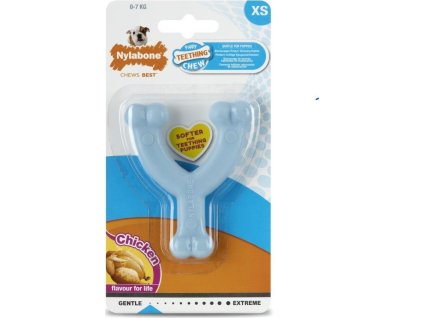 Nylabone hračka Puppy Wishbone příchuť kuřecí modrá XS
