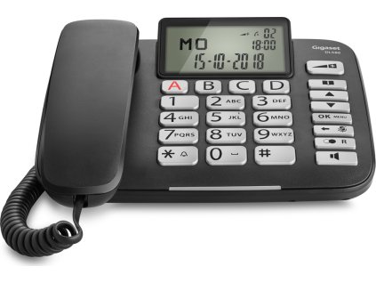 SIEMENS GIGASET DL580 - standardní telefon s displejem, seznam na 99 čísel, handsfree, výborný zvuk, barva černá