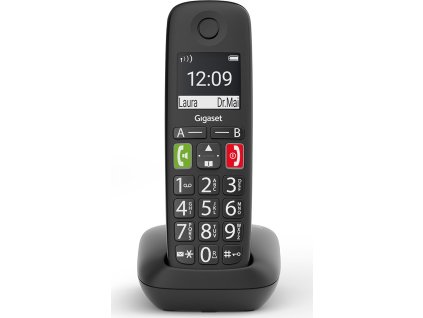 SIEMENS GIGASET E290 - DECT/GAP bezdrátový telefon, podsvícená tlačítka, dětská chůvička, barva černá