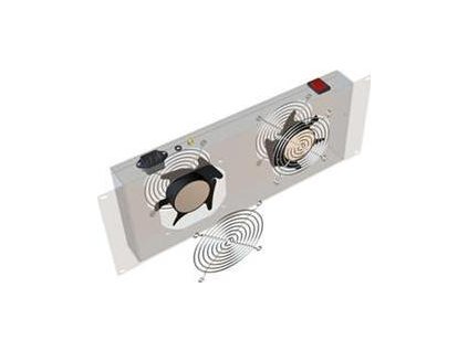 19" vert.vent.j.2xVent.-220V/46W termost.4U černá