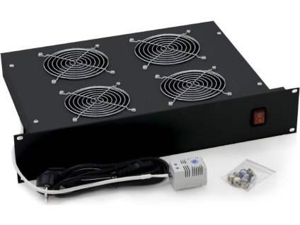 Triton 19" horizontální ventilační jednotka, 4 ventilátory, 2U, 220 V / 60 W, bimetalový termostat