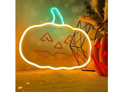 Dekorativní LED neon Dýně oranžovo zelená
