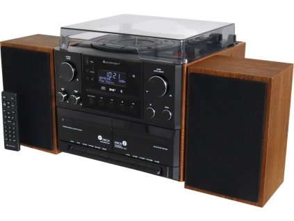 Soundmaster Elite line MCD5600BR/ Gramofon/ CD/ 2x kazeta/ BT/ DAB+/ MP3/ 2x5W/ Hnědo-černá