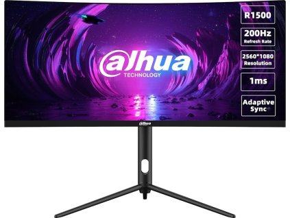 DAHUA 30" LED LM30-E330CA/ herní/ VA panel/ 2560x1080 (UWHD)/ 3000:1/ 1ms/ 250 cd/m2/ 2x HDMI/ 2x DP/ VESA 75x75/ černý