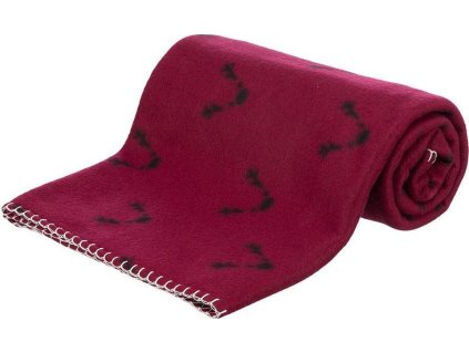 Xmas vánoční fleecová deka NATALYA, 150 x 100 cm, vínová/světlemodrá/šedá