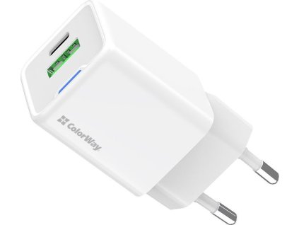 COLORWAY 1x USB-C/ síťová nabíječka/ GaN/ PD/ PPS/ QC/ 30W/ Bílá