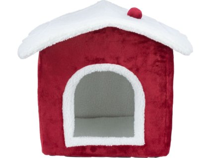 Xmas NEVIO plyšová vánoční boudička, 35 x 45 x 38 cm, bílá/červená