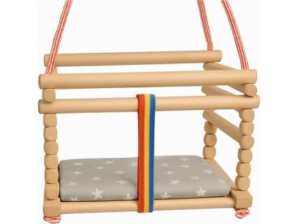 Dětská houpačka buková Baby Mix přírodní + polštářek
