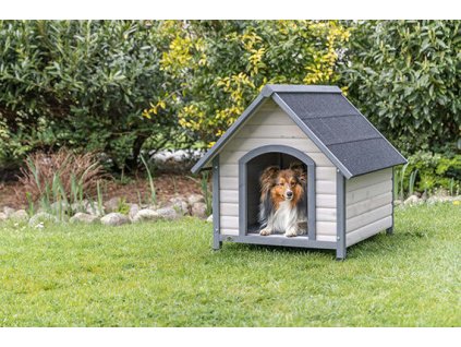 NATURA bouda pro psa se sedlovou střechou, M-L: 83 x 87 x 101 cm, šedá