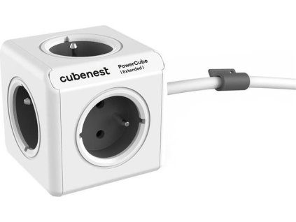 Cubenest Powercube Extended, 5× zásuvka, 1,5 m,  bílá/šedá, dětská pojistka, uzemnění, dok, max. 10A/250V~2500W