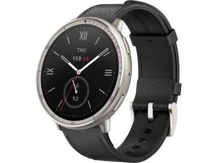 Amazfit Active 2 Round NFC/Silver/Elegant Band/Black Leather
