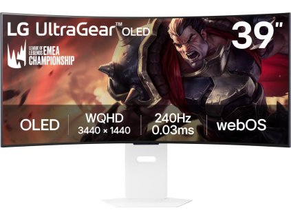 LG monitor zakřivený 39GX90SA-W 39 " OLED/3440x1440/21:9/275cd/m2/240 HZ/0,03ms/ DP/HDMI/USB-C/LAN/7Wx2/výškově stav.