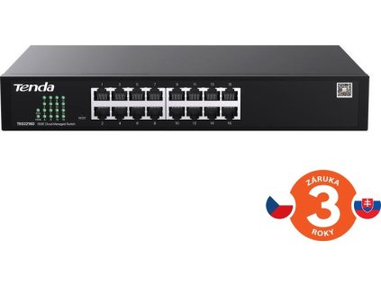 Tenda TEG2216D Websmart L2 cloud managed switch, 16x 10/100/1000 Mbps, Kov, Fanless-bez ventilátorů