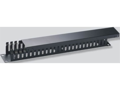 Vyvaz.panel 19"1U kov Lišta Průchozí černý 45mm hl