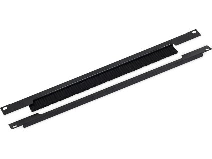 19" průchozí panel 1U rozdělený horizont. 350x21mm černý