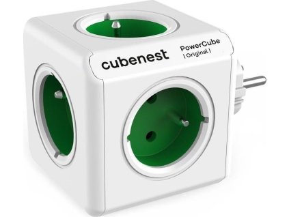 Cubenest Powercube Original,  5× zásuvka, bílá/zelená, dětská pojistka, uzemnění, max. 16A/250V~3680W/50-60Hz