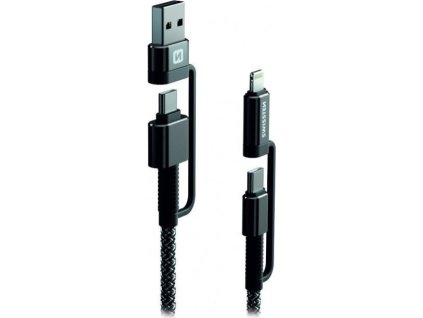 Swissten Datový kabel KEVLAR 4in1 3A 1,5 M ANTRACIT