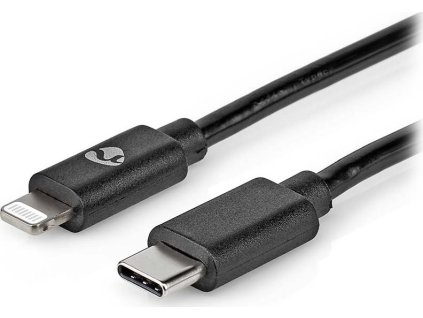 NEDIS Lightning kabel/ USB 2.0/ Apple Lightning 8pinový/ USB-C zástrčka/ kulatý/ černý/ 1m