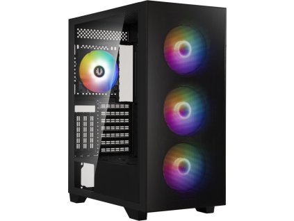 BitFenix skříň Flow FRGB/ ATX / 4x 120mm FRGB fan / 2x USB 3.0 / tvrzené sklo / černá