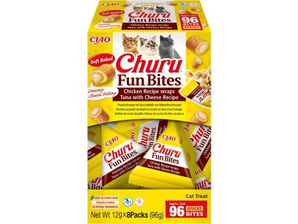 Cat Churu Fun Bites - Chicken Recipe wraps Tuna with Cheese Recipe 8x12g