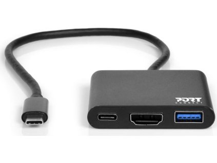 PORT CONNECT USB-C HUB, HDMI 1X 4K + USB-A + USB-C, černý