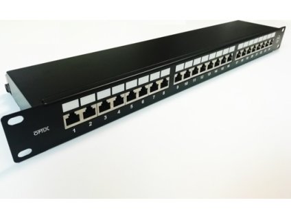Patch panel 24p.Cat6A STP 1U osazený černý