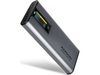 AXAGON EEM2-SD2 USB-C 10Gbps - M.2 NVMe & SATA SSD kovový DISPLAY box, bezšroubkový