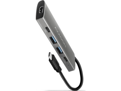 AXAGON HMC-5G21, USB 10Gb/s hub, porty 2x USB-A, 2x USB-C, HDMI 4k/30, PD 60W, kabel USB-C 13cm