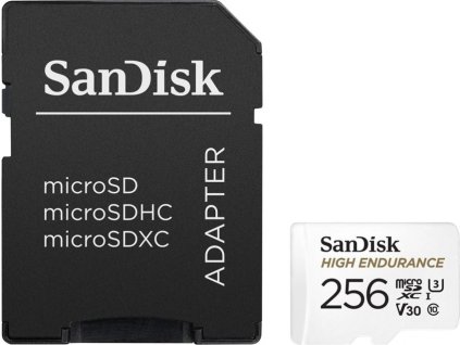 SanDisk High Endurance microSDXC 256GB / C10, U3, V30 / Full HD / 4K videos / dash cams & home monitoring / + SD Adaptér
