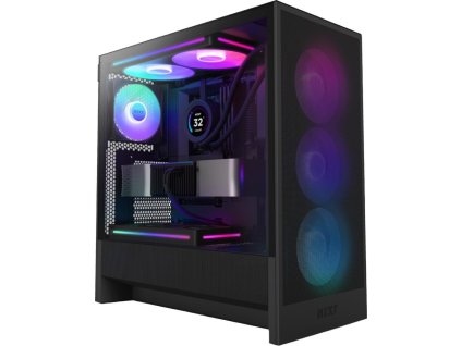 NZXT skříň H5 Flow RGB edition / 1x360 mm RGB core fan / 1x120mm / USB 3.0 / USB-C 3.1 / průhledná bočnice / mesh /černá