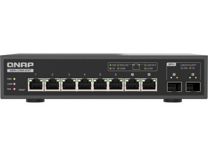 QNAP switch QSW-L3208-2C6T (6x 10GbE port, 2x 10G SFP+/NBASE-T Combo, Lite Managed)