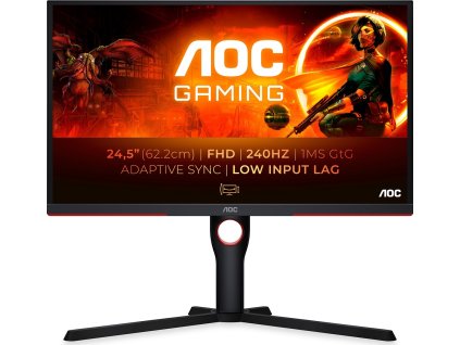 AOC/25G3ZM-BK/24,5"/VA/FHD/240Hz/0,5ms/Blck-Red/3R