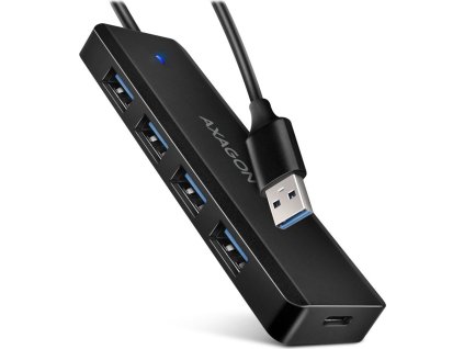 AXAGON HUE-C1A, 4x USB 5Gbps TRAVEL hub, USB-C napájecí konektor, kabel USB-A 19cm