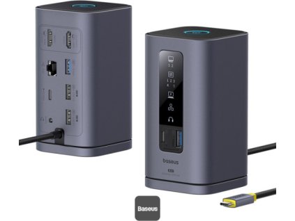 Baseus Dokovací stanice Spacemate 10v1 (USB-C PD 100W, USB-C, 2x USB-A, 2x HDMI) šedá