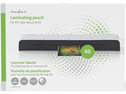 NEDIS laminovací fólie/ formát A5/ 100 mic/ rozměr 216 x 154 mm/ transparentní/ 100 pack